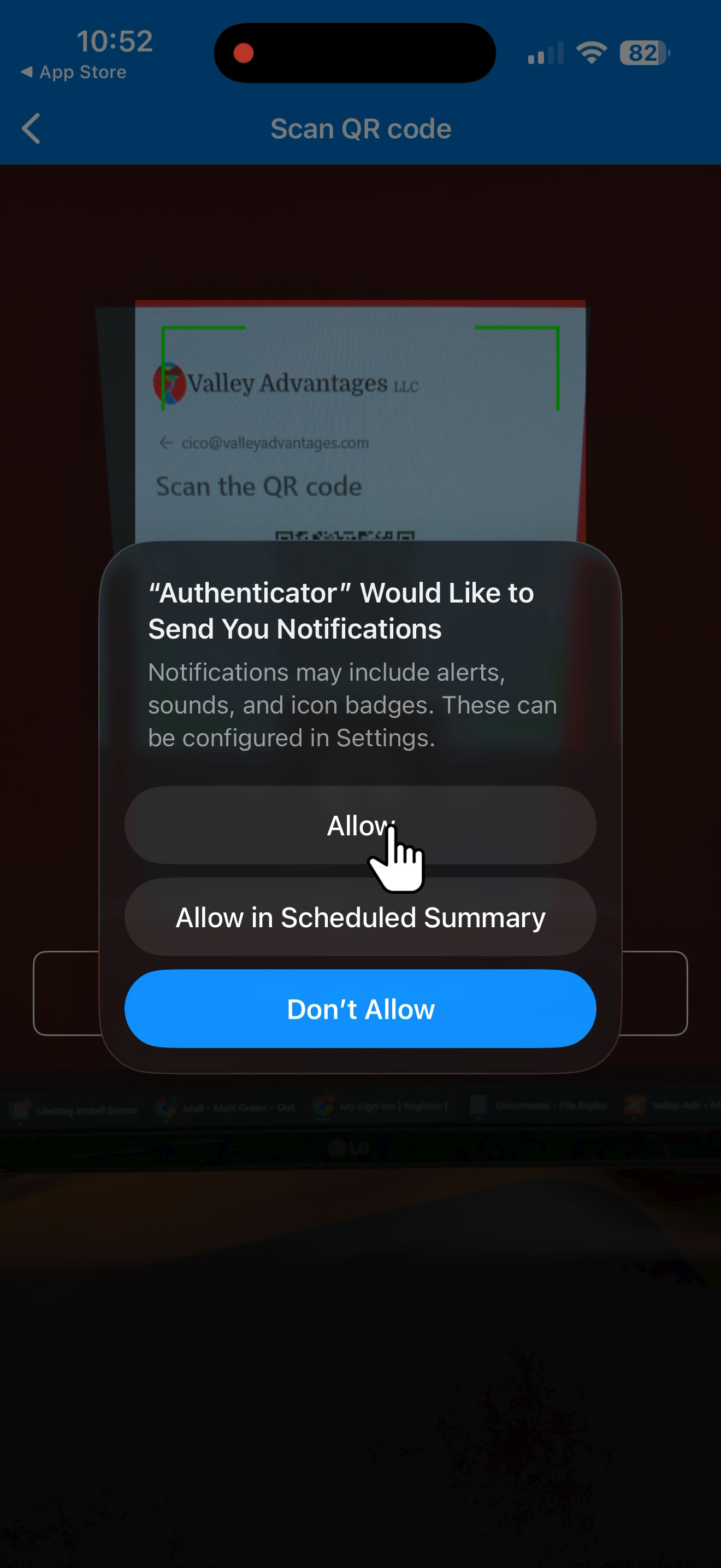 Allow notifications from the Authenticator app