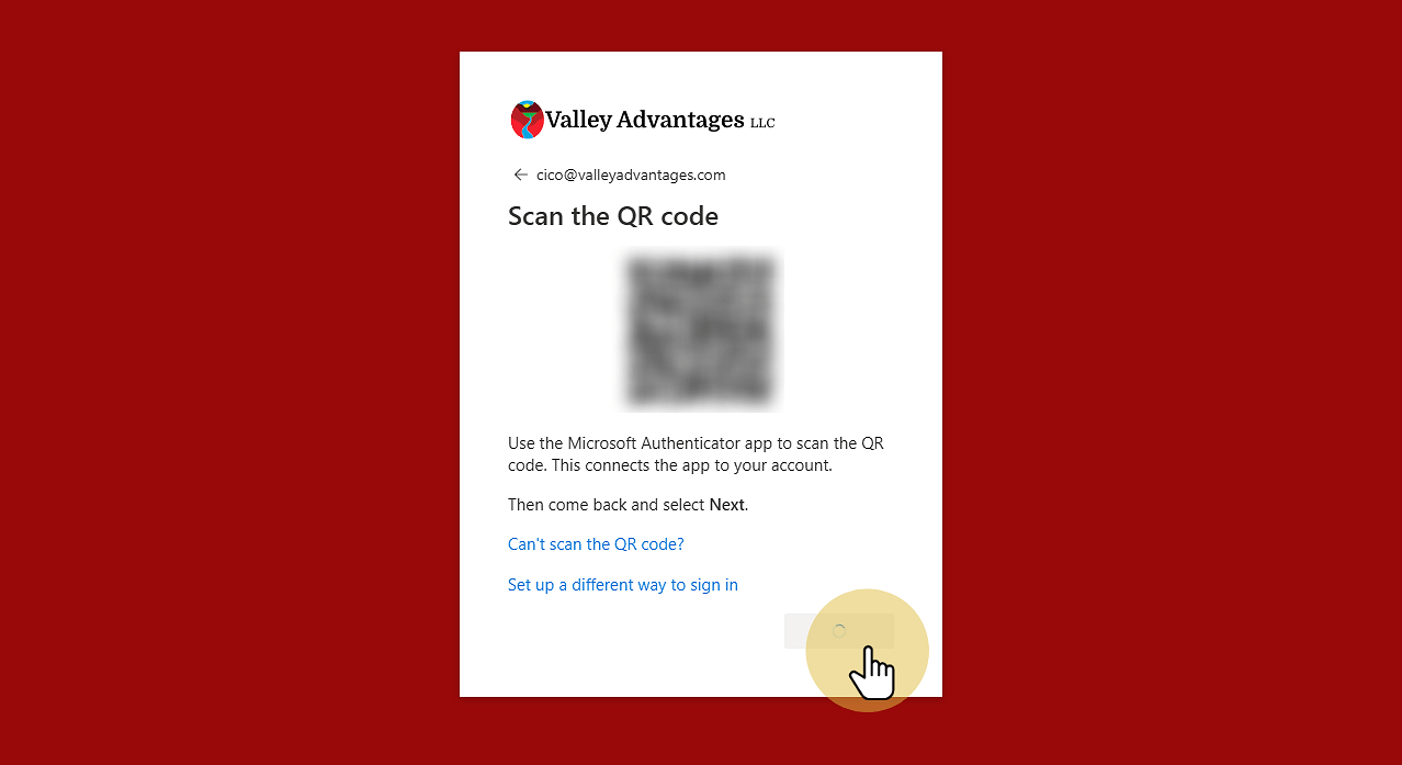 Once the app has scanned the code, press Next