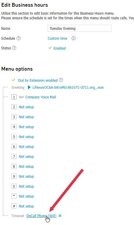 At the bottom of the page that appears, click the text next to "Timeout"