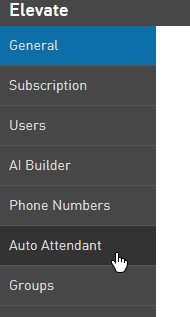 Click "Auto Attendant" on the left hand side