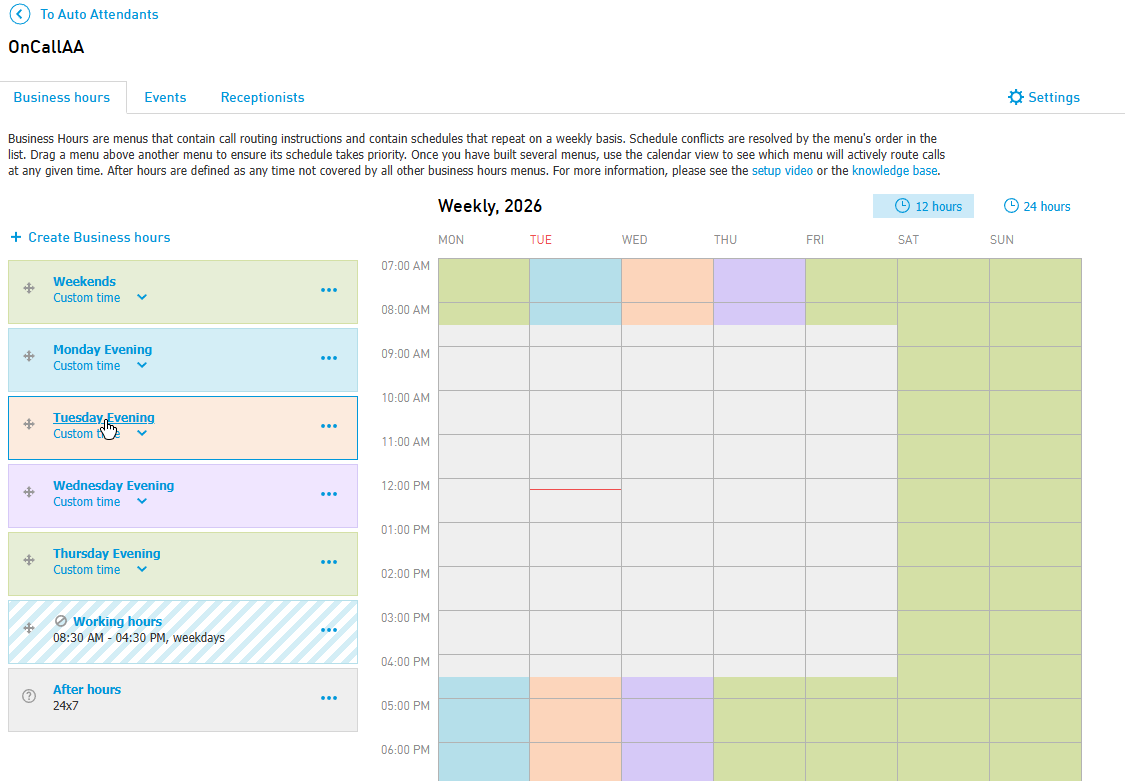 Click the time slot you want to edit